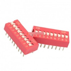 Switch modul 2,54 9-Bit 9 pozíció DIP Red hang