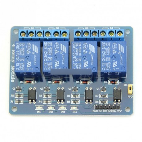 DC 12V 4-csatornás relé modul optocsatoló Arduino