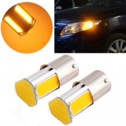 2db 12V 1157 4 COB LED-es autófordulatjelző hátsó lámpa izzó izzó sárga