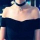 3 * - Vintage Retro Punk Fekete bőrbőr Choker Chunky Nyakörv nyaklánc medál