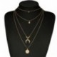 Női Multilayer Choker Horn Hosszú holdfüggő Hold Pendant Necklace Chain Új