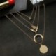 Női Multilayer Choker Horn Hosszú holdfüggő Hold Pendant Necklace Chain Új