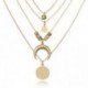 Női Multilayer Choker Horn Hosszú holdfüggő Hold Pendant Necklace Chain Új