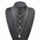 Ezüst - Női Multilayer Choker Horn Hosszú holdfüggő Hold Pendant Necklace Chain Új