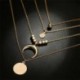 Ezüst - Női Multilayer Choker Horn Hosszú holdfüggő Hold Pendant Necklace Chain Új