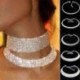 Női divat strassz Crystal Choker nyakörv nyaklánc party esküvő ékszer