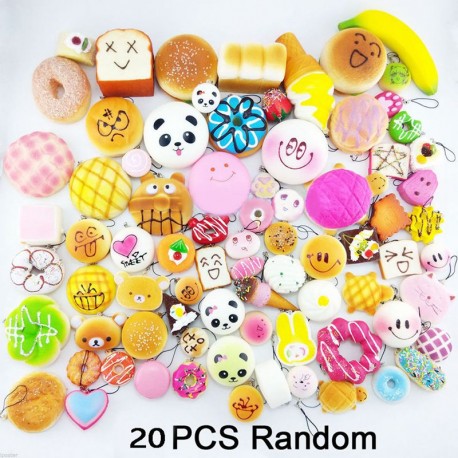 20db Jumbo közepes mini Random Squishy puha vegyes telefon díszek