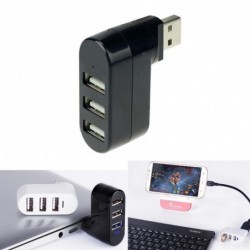 1x Magas színvonalú laptop PC USB elforgatás Splitter mini adapter 3 port