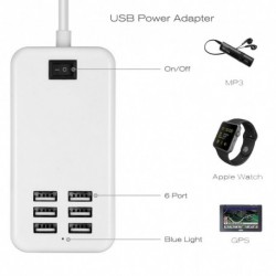 1x Többportos USB gyors töltő 6-portos adapter fali AC tápegység US / EUPlug