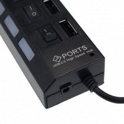 7 Port USB 2.0 Fekete nagysebességű elosztó kábel Nagysebességű PC laptophoz