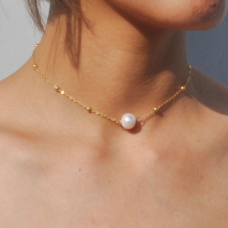 Divat gyöngy Choker nyaklánc arany gyöngyök lánc női bájos ékszer ajándék