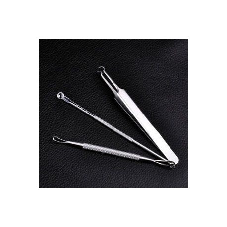 * 5 3Pcs / Set. Ívelt feketefejű pattanás pattanás extrakciós eltávolító csipeszszerszám