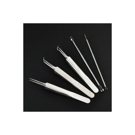 * 6 5Pcs / Set. Ívelt feketefejű pattanás pattanás extrakciós eltávolító csipeszszerszám