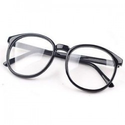 Fekete. Divat Unisex világos lencse szemüveg keret Retro kerek férfi nők Nerd szemüveg