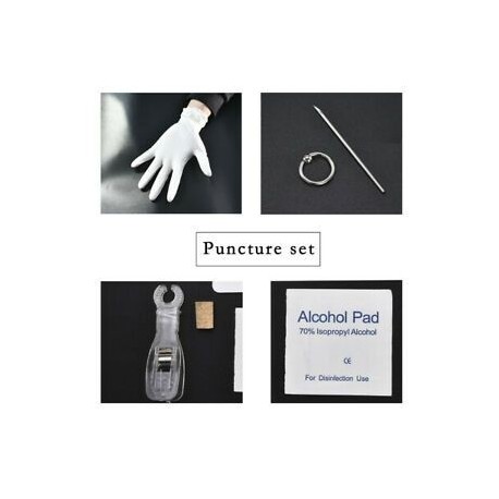 * 3 Tongue Ring Hoop Kit. Ezüst Eldobható Piercing Kit steril tűcsomó nyelv testgyűrű szerszámkészlet