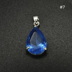 * 7 Blue Drop függő - Női strasszos 925 ezüst vízcsepp szív medál esküvői nyaklánc ékszer