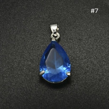 * 7 Blue Drop függő - Női strasszos 925 ezüst vízcsepp szív medál esküvői nyaklánc ékszer