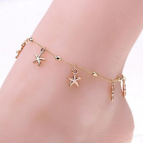 Boho tengeri csillag türkiz gyöngyök tengeri teknős anklet strand szandál boka karkötő JP