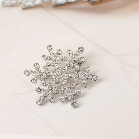 Ezüst - Ezüst Ezüst gyöngy hópehely Diamante bross strasszos kristály bross Pin Xmas ajándék