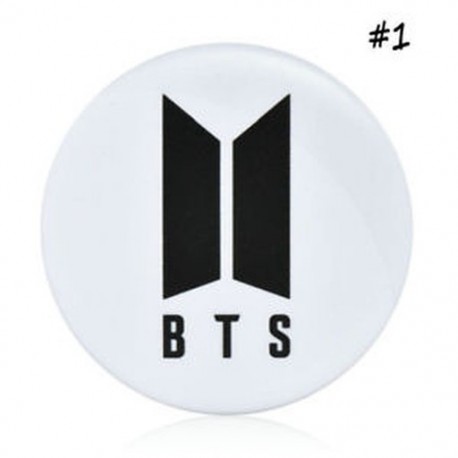58mm kerek Fehér BTS logós kitűző - 37. verzió - KPOP - Bangtan Boys - BTS - BTS 1. verzió