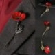Arany Poppy - Arany Poppy Divat női kristály piros virág bankett jelvény arany bross ékszer pin ajándék