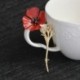 Arany Poppy - Arany Poppy Divat női kristály piros virág bankett jelvény arany bross ékszer pin ajándék
