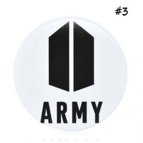 58mm kerek BTS - Fehér ARMY logós kitűző - 37. verzió - KPOP - Bangtan Boys - BTS - BTS 3. verzió