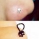 Fekete - Fekete Koponya test Piercing orr gyűrű rozsdamentes acél ívelt grimasz csavar gyűrű JP