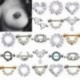 2db napraforgó - 2db napraforgó Női rozsdamentes acél strasszos bár Barbell mellbimbó gyűrű Piercing ékszer ajándék