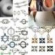 1PC arany kerek hamis - 1PC arany kerek hamis Női rozsdamentes acél strasszos bár Barbell mellbimbó gyűrű Piercing