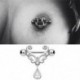 1PC arany kerek hamis - 1PC arany kerek hamis Női rozsdamentes acél strasszos bár Barbell mellbimbó gyűrű Piercing