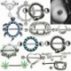 1PC arany kerek hamis - 1PC arany kerek hamis Női rozsdamentes acél strasszos bár Barbell mellbimbó gyűrű Piercing
