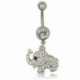 * 4 - * 4 Új strasszos Navel gyűrűk Belly Button gyűrű Dangle test Piercing ékszerek