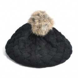 Fekete - Fekete Téli meleg aranyos baba gyerekek lányok kisgyermek kötött horgolt Beanie kalap beret sapka