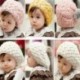 Sárga - Sárga Téli meleg aranyos baba gyerekek lányok kisgyermek kötött horgolt Beanie kalap beret sapka