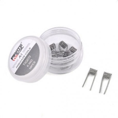 Tiger 0.36Î © 10PCS rozsdamentes acél SS316L RDA vezetékes előregyártott spirálok Flap Vape tekercsek Clapton