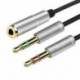 Fekete 3,5 mm-es audió mikrofon Y Splitter kábel fejhallgató adapter női 2 sztereó férfi 1ft J