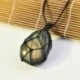 * 3 Természetes turmalin medál nyaklánc kristály gem minta kézzel szőtt Jet Stone