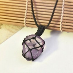 * 5 Természetes turmalin medál nyaklánc kristály gem minta kézzel szőtt Jet Stone
