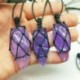 * 3 Természetes kőTourmaline Retro nyers drágakő medál Crystal kézzel szőtt Jet Stone