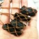 * 3 Természetes fekete turmalin kristály medál drágakő gyógyító kő fonott kötél JP