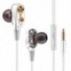 fehér 7D HIFI fülhallgató fülhallgató fejhallgató Dual Dynamaic meghajtó Super Bass sztereó fejhallgató