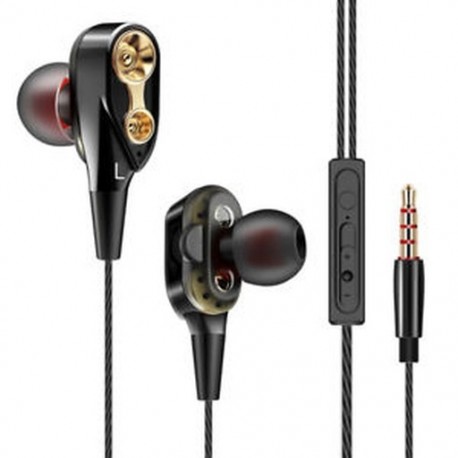 Fekete 7D HIFI fülhallgató fülhallgató fejhallgató Dual Dynamaic meghajtó Super Bass sztereó fejhallgató