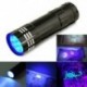 9 LED Mini alumínium UV ultraibolya zseblámpa Blacklight fáklya fény lámpa fekete