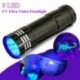 9 LED Mini alumínium UV ultraibolya zseblámpa Blacklight fáklya fény lámpa fekete