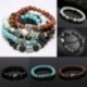 * 35 8mm Férfi természetes láva rock drágakő gyöngy karkötő Buddha fej Charm gyöngyös karkötő