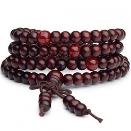 * 1 Kék 108 6mm gyöngyök természetes szantálfa buddhista buddha fa ima Mala karkötő Új