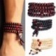* 1 Kék 108 6mm gyöngyök természetes szantálfa buddhista buddha fa ima Mala karkötő Új
