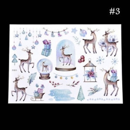 * 3 Santa Claus / Elk / Hóember Karácsonyi Uncut matricák DIY Planner Diary Album Decor