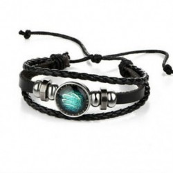 * 2 Szűz 12 Csillagképek Horoszkóp Unisex Pár Bőr Bangle karkötő